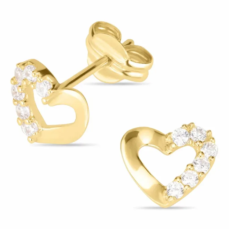 sydän korvarenkaat 14 karaatin kultaa kanssa zirkoni - Gold Collection