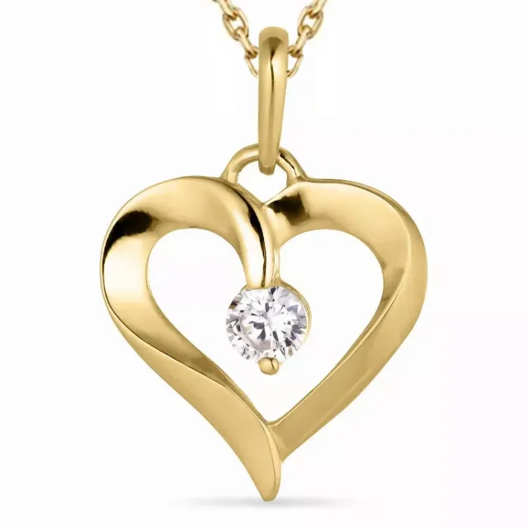sydän zirkoni kaulaketju kullattua hopeaa riipus 14 karaatin kultaa - Gold Collection
