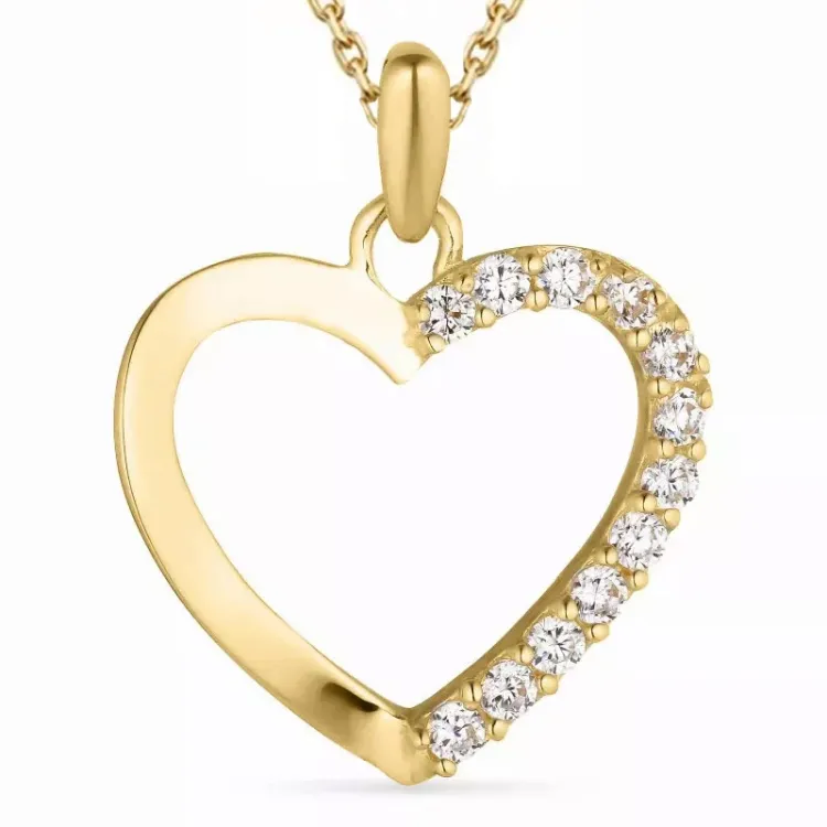 sydän zirkoni kaulaketju kullattua hopeaa riipus 14 karaatin kultaa - Gold Collection