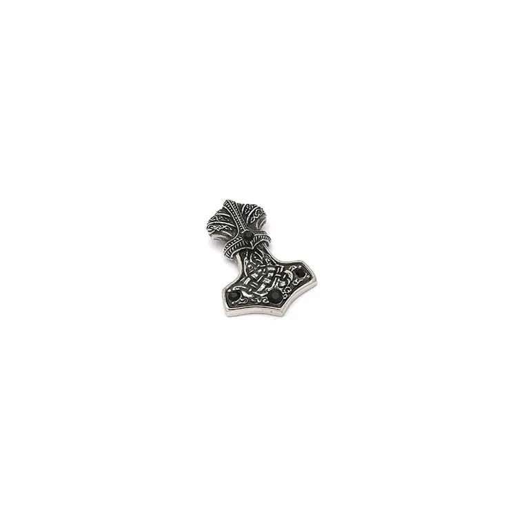 Pieni Hard Steel Torin vasara riipus teräs mustaa zirkonia