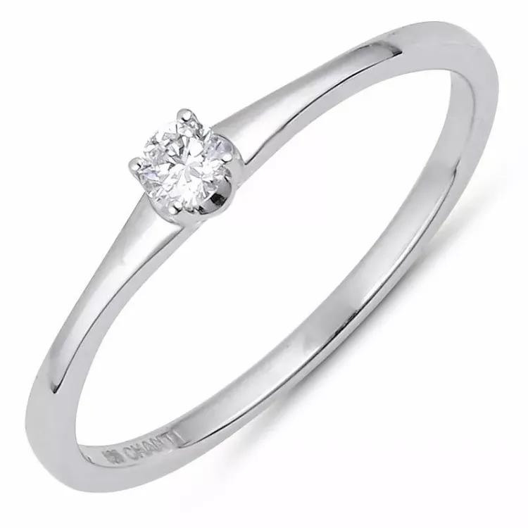 solitaire-sormus 14 karaatin valkokultaa 0,09 ct