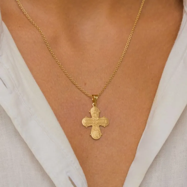 18 x 30 mm dagmarristi riipus jossa on ketju kullattua hopeaa riipus kullattua hopeaa - Amoré