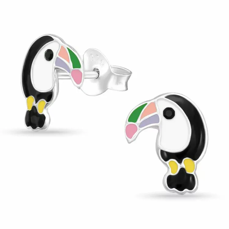 pelikaani nappikorvakorut  hopea - Little Ones