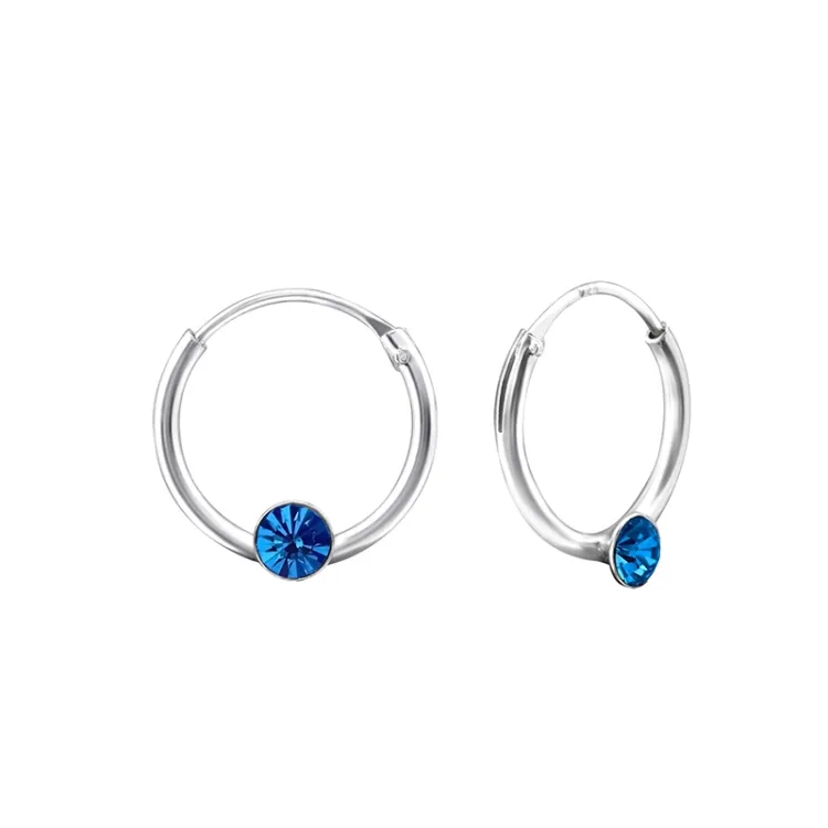 12 mm sininen kristalli rengas  hopea - Little Ones