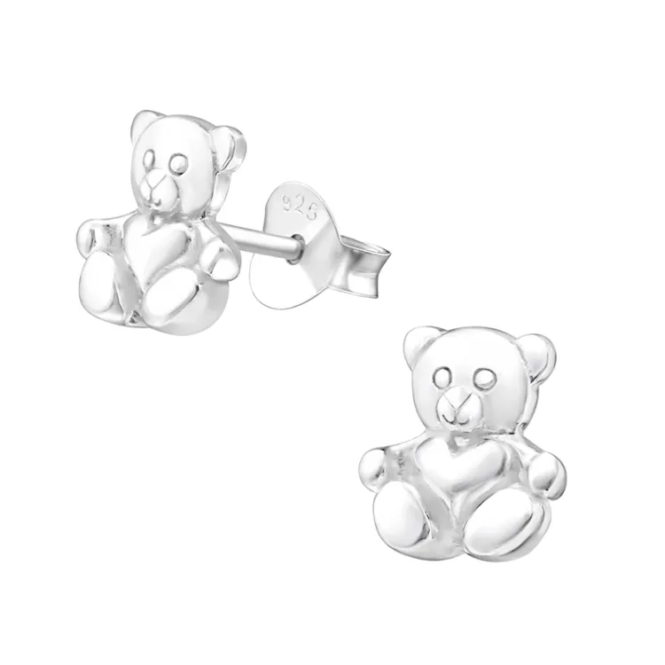 nalle nappikorvakorut hopea