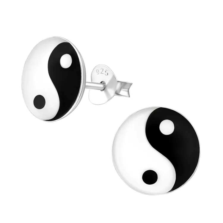 pyöreitä Yin Yang nappikorvakorut  hopea - Little Ones
