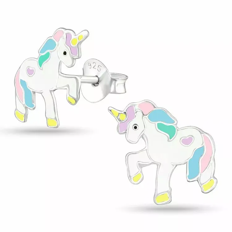 yksisarvinen nappikorvakorut  hopea - Little Ones