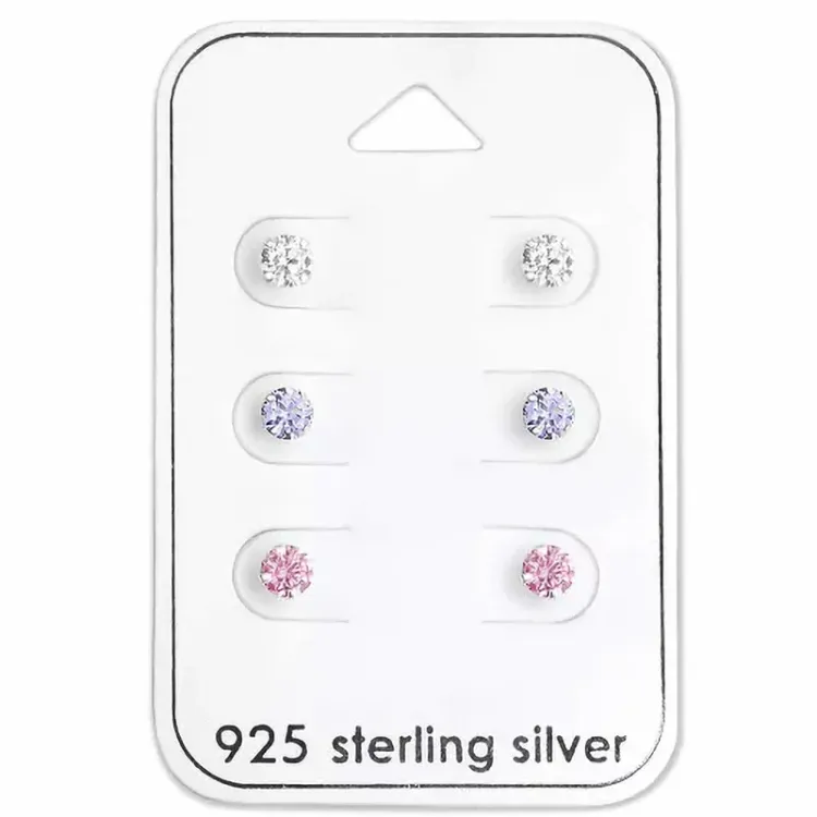 4 mm zirkoni nappikorvakorut  hopea