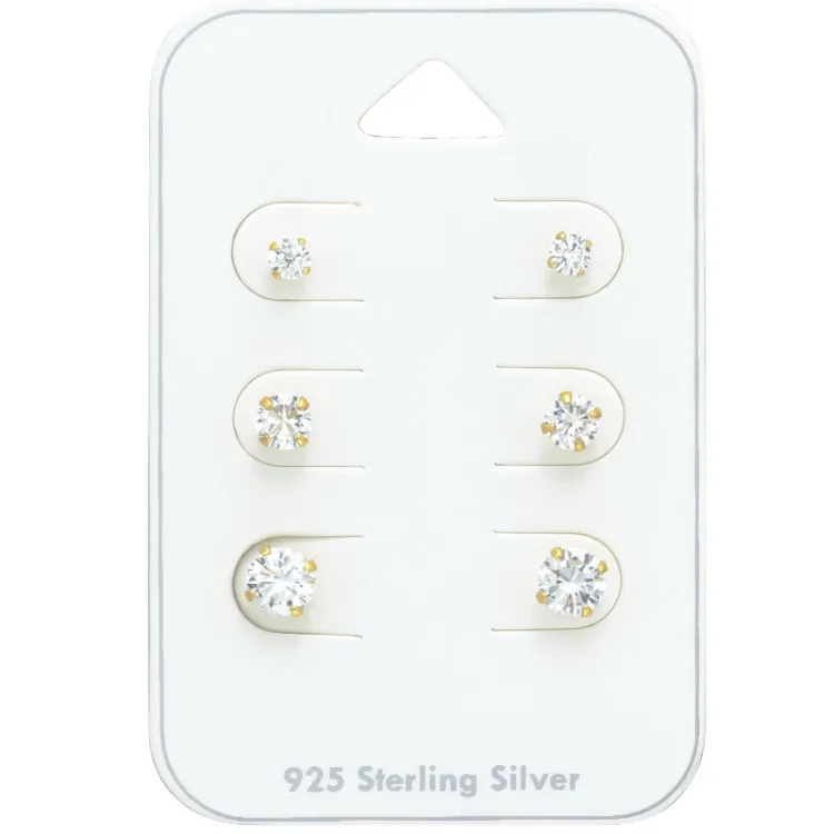 3 x 4 x 5 mm zirkoni nappikorvakorut  kullattu hopea