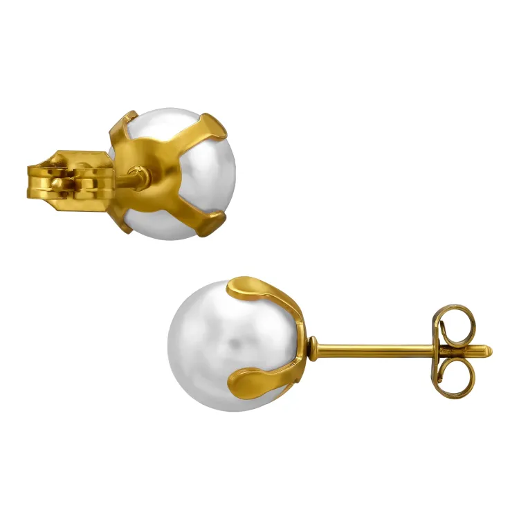 8 mm helmi solitaire-nappikorvakorut  kullattu teräs