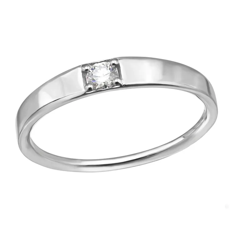 lab grown timantti solitaire-sormus rodinoitua hopeaa