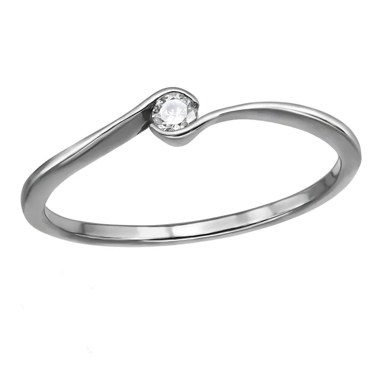 lab grown timantti solitaire-sormus rodinoitua hopeaa