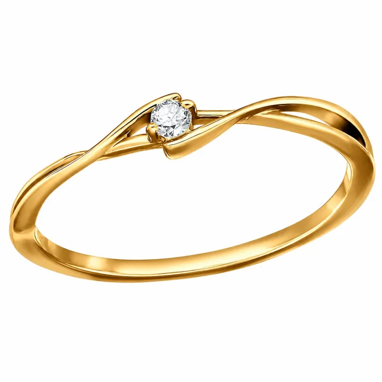 lab grown timantti solitaire-sormus kullattua hopeaa