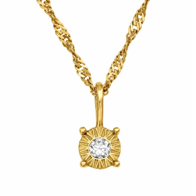 45 cm kaulaketju riipus kullattu hopea 0,035 ct