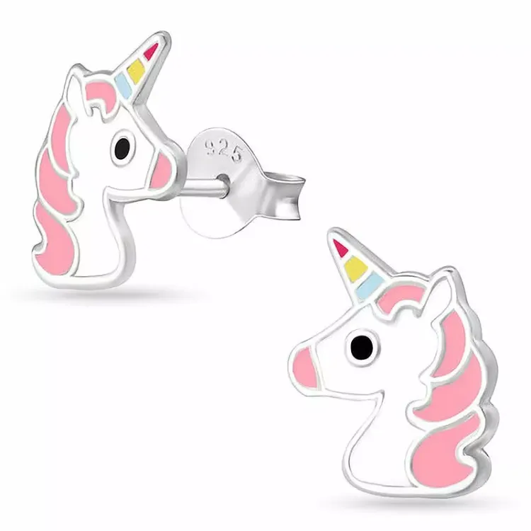 yksisarvinen nappikorvakorut  hopea - Little Ones