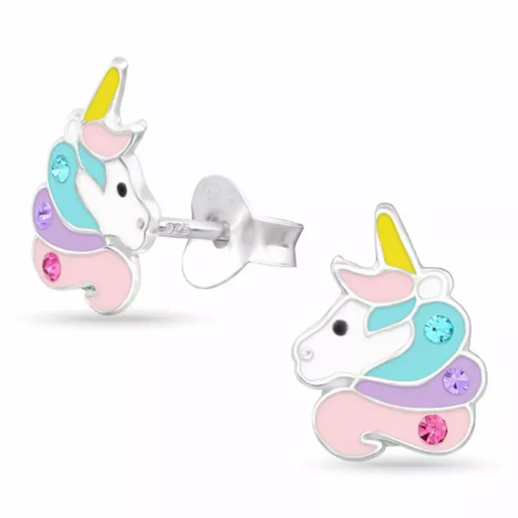 yksisarvinen nappikorvakorut  hopea - Little Ones
