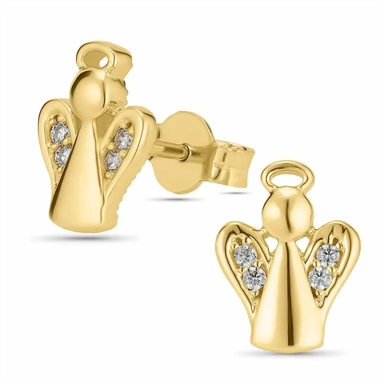 enkeli zirkoni nappikorvakorut 9 karaatin kultaa kanssa zirkoni - Gold Collection