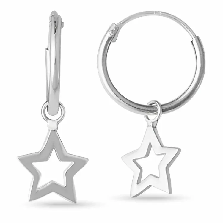 12 mm tähti creole korvakorut  hopea