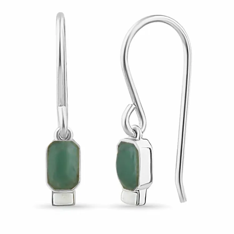 pitkät jadekivi korvarenkaat  hopea - Loom Stones