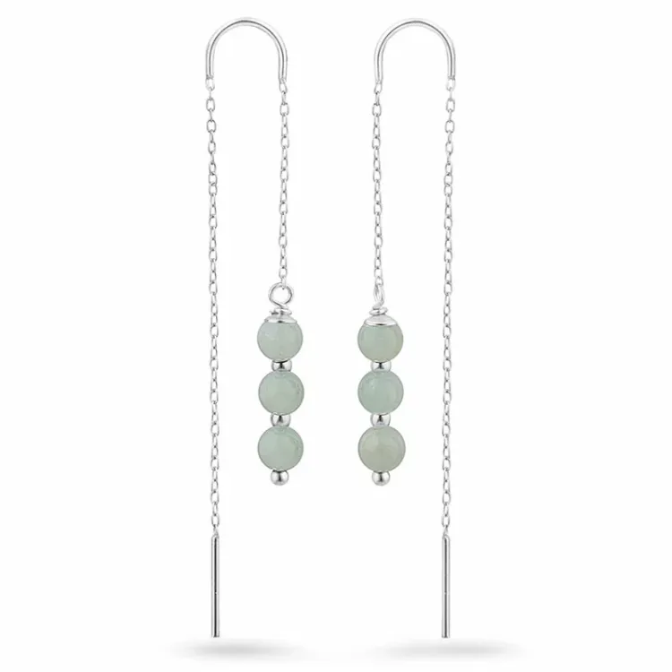 amatsoniitti ketjukorvakorut hopea - Loom Stones