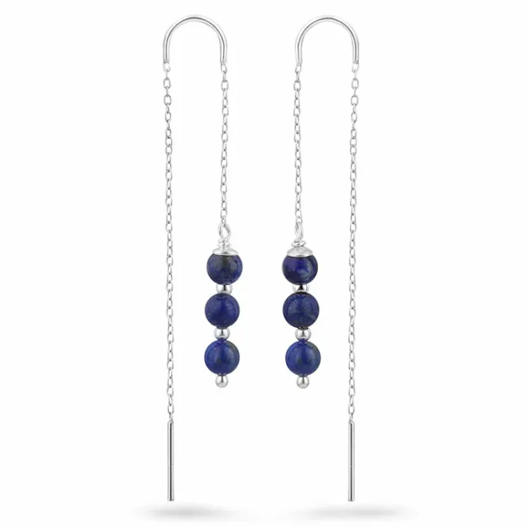 Lapislatsuli ketjukorvakorut  hopea - Loom Stones