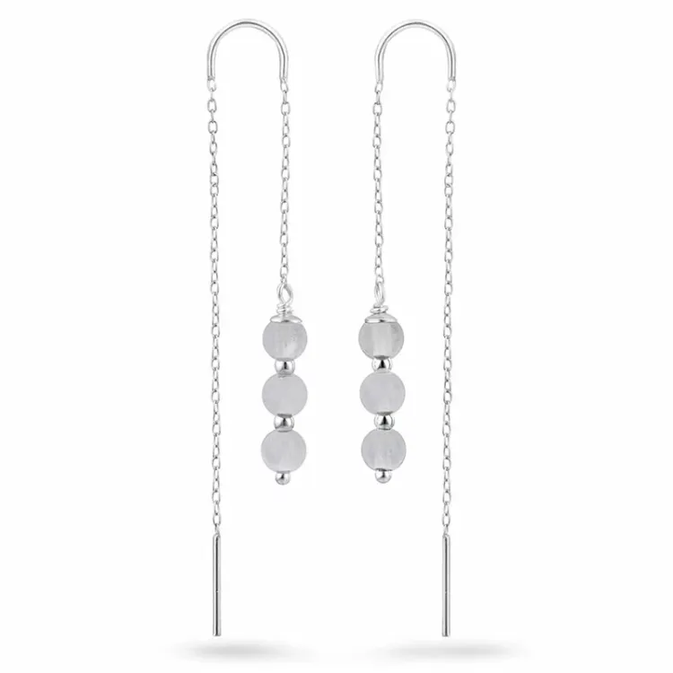 kuukivi ketjukorvakorut  hopeaa - Loom Stones
