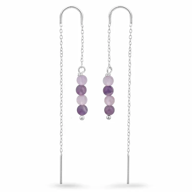 laventelinvärinen ametisti ketjukorvakorut  hopeaa - Loom Stones