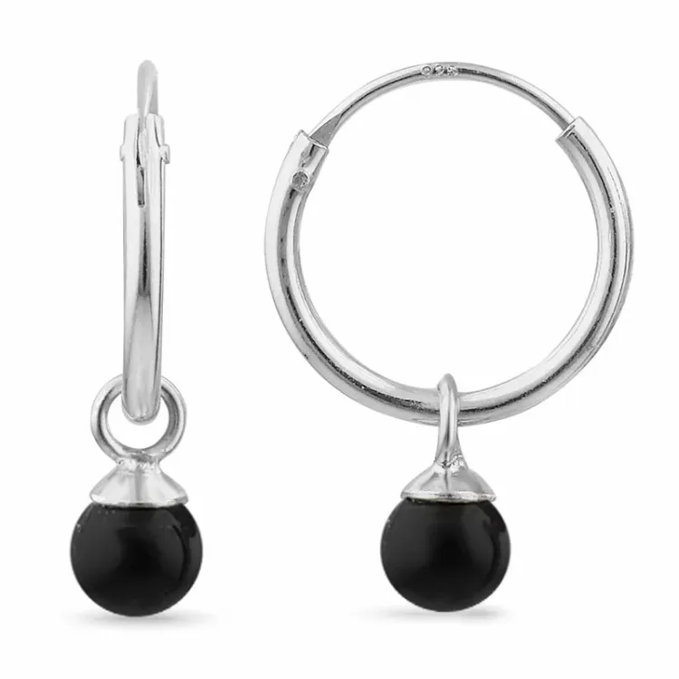 12 mm mustat onyx-kiveä rengas  hopea - Loom Stones
