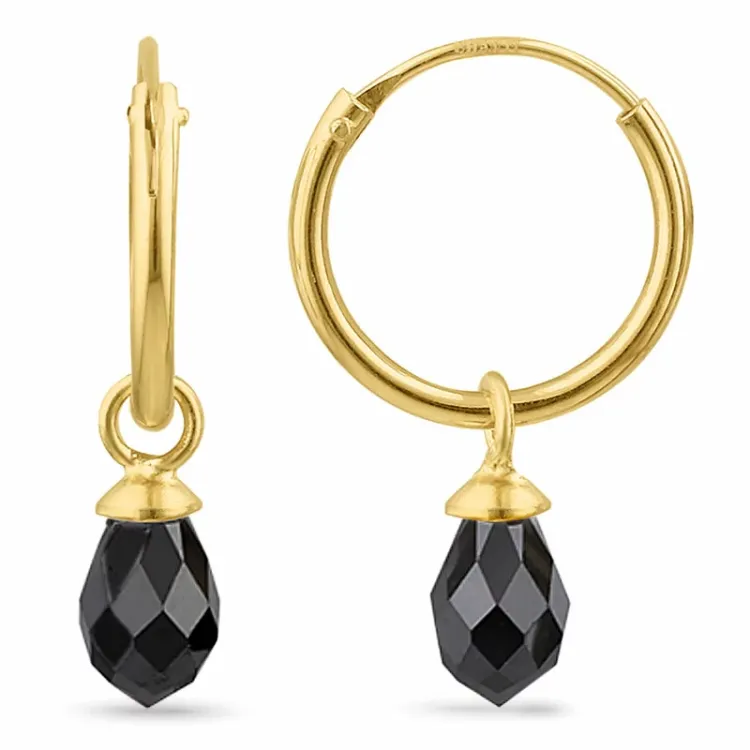 12 mm mustat zirkoni rengas  kullattu hopea - Loom Stones
