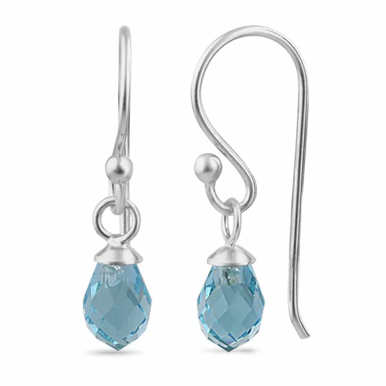 sininen topaasi lasia ear lines  hopea - Loom Stones