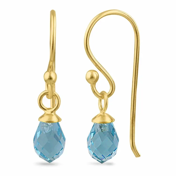 sininen topaasi lasia ear lines  kullattu hopea - Loom Stones