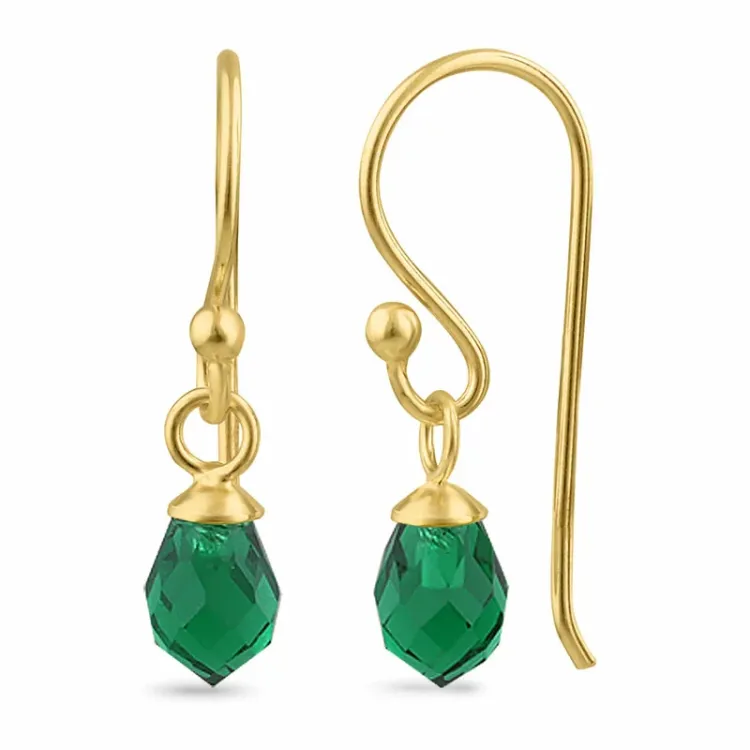 smaragdi lasi ear lines  kullattu hopea - Loom Stones