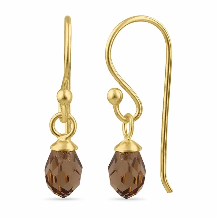 ruskea lasi ear lines  kullattu hopea - Loom Stones