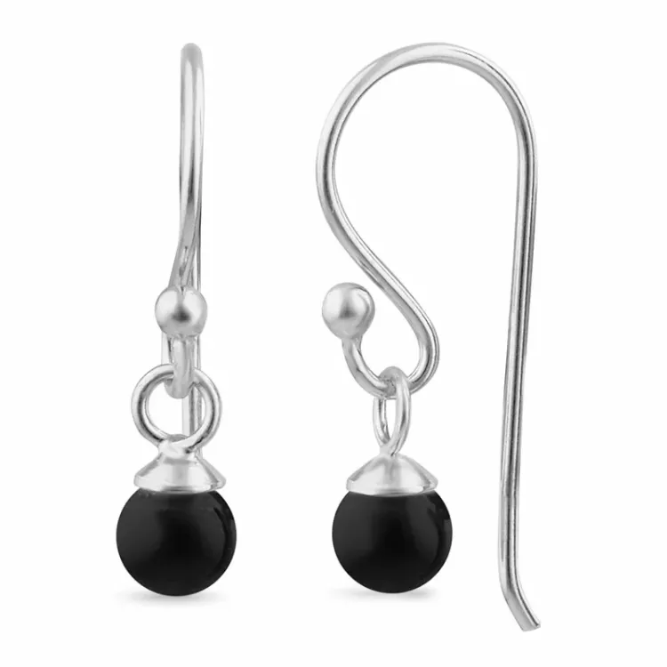mustat onyx-kiveä ear lines hopeaa - Loom Stones