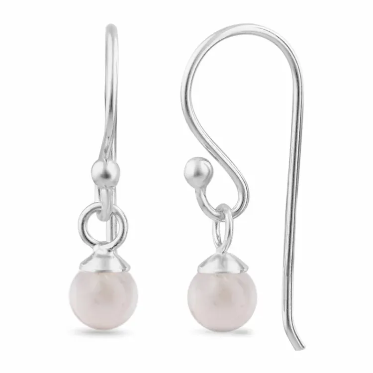 roosa kvartsi ear lines  hopeaa - Loom Stones