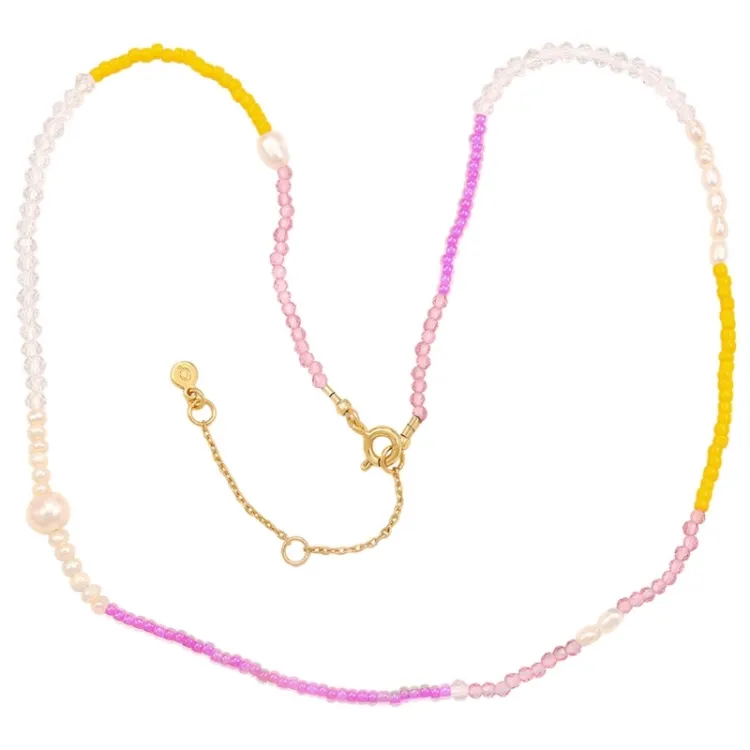 Hultquist Pink Rainbow kaulaketju  kullattua hopeaa