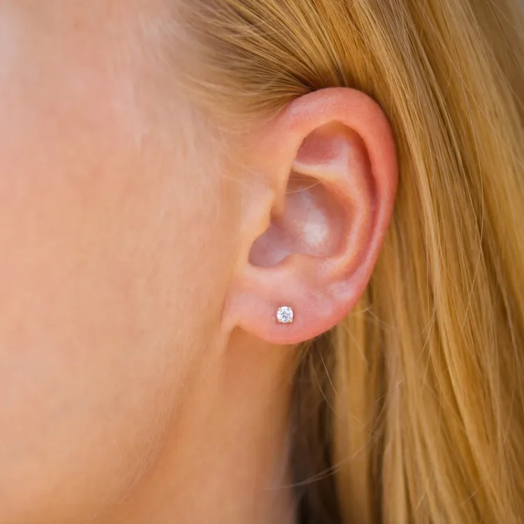 1/2 paria 3 mm korvarenkaat 9 karaatin kultaa kanssa zirkoni - Gold Collection