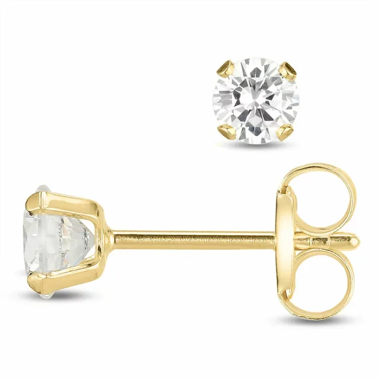 4 mm nappikorvakorut 9 karaatin kultaa kanssa zirkoni - Gold Collection