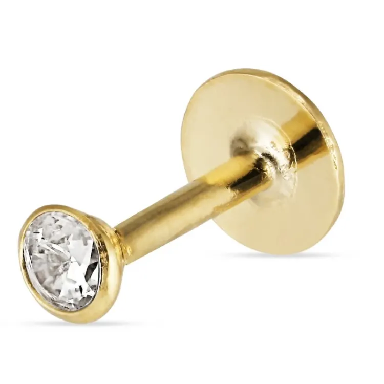 2,5 mm pyöreä helix läpitunkeva 9 karaatin kultaa kanssa zirkoni - Gold Collection