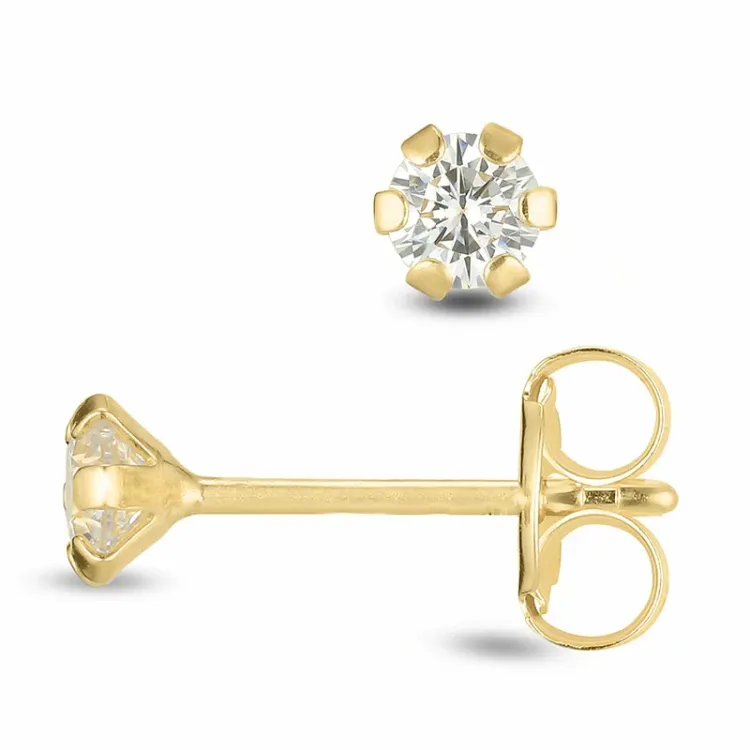 3 mm nappikorvakorut 9 karaatin kultaa kanssa zirkoni - Gold Collection
