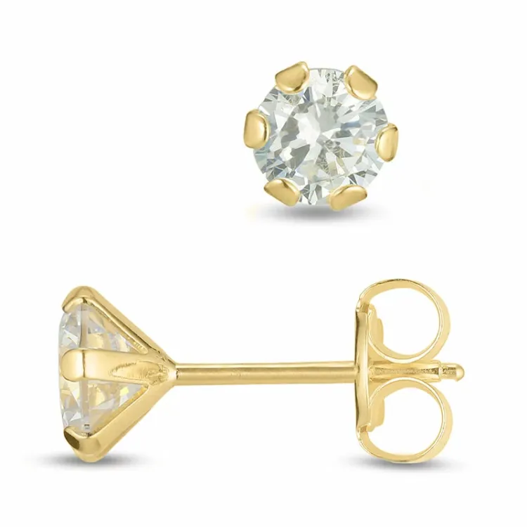 4 mm nappikorvakorut 9 karaatin kultaa kanssa zirkoni - Gold Collection