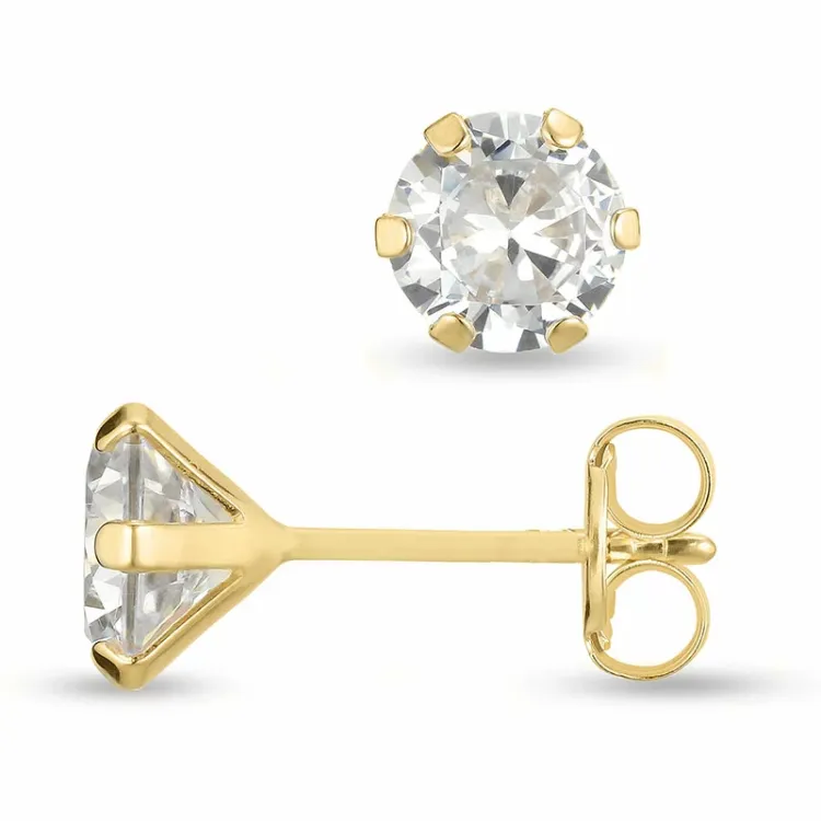 6 mm nappikorvakorut 9 karaatin kultaa kanssa zirkoni - Gold Collection