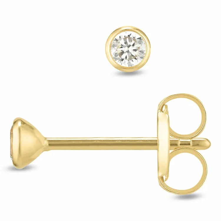2,5 mm nappikorvakorut 9 karaatin kultaa kanssa zirkoni - Gold Collection