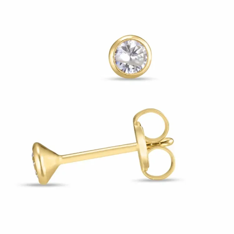 3 mm nappikorvakorut 9 karaatin kultaa kanssa zirkoni - Gold Collection