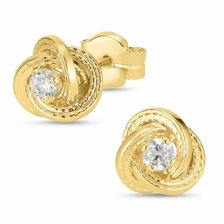 zirkoni nappikorvakorut 9 karaatin kultaa kanssa zirkoni - Gold Collection