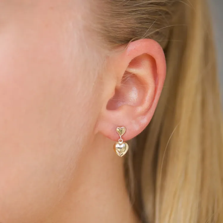 pitkät sydän korvarenkaat 9 karaatin kultaa - Gold Collection