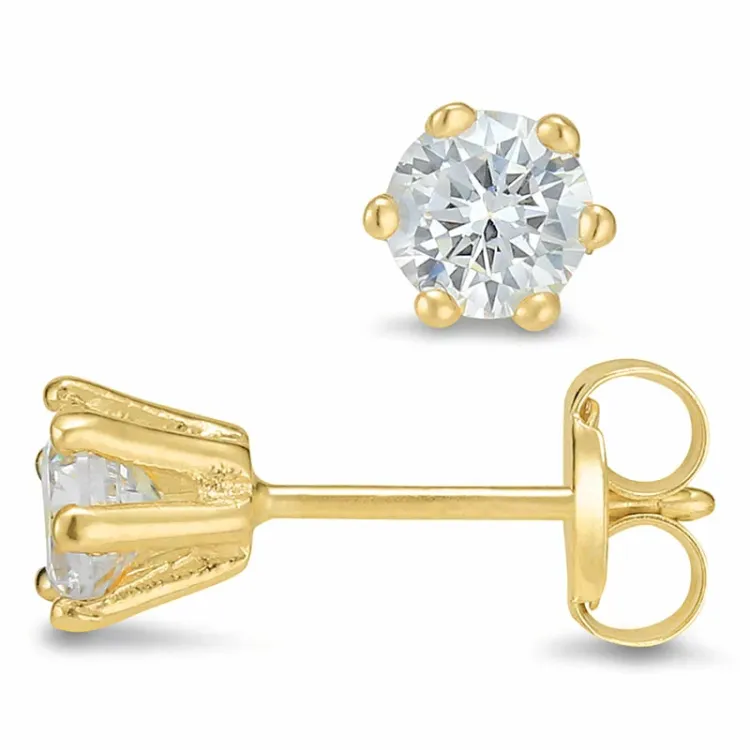 4 mm zirkoni nappikorvakorut 9 karaatin kultaa kanssa zirkoni - Gold Collection