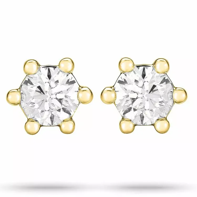 2 x 0,20 ct solitaire-nappikorvakorut 14 karaatin kultaa kanssa timantti 