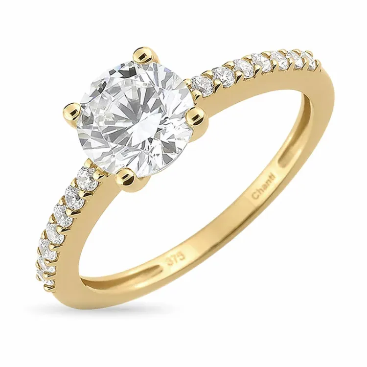 valkoinen zirkoni sormus 9 karaatin kultaa - Gold Collection