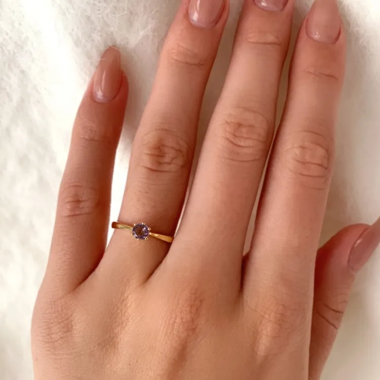 ametisti solitaire-sormus 9 karaatin kultaa - Gold Collection